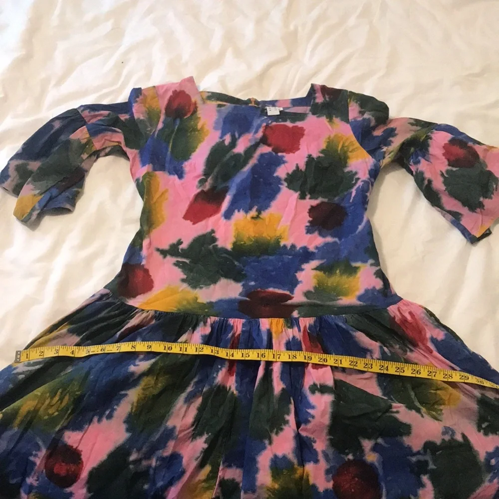 Abstract Floral Midi Dress in Pink, Blue & Green - Picture 11 of 12